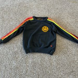 Aviator Nation 5 stripe Smiley 2 Crew Sweatshirt size XS Charcoal (navy)